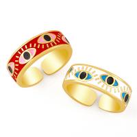 Mässing Cuff finger ring, guldfärg pläterade, mode smycken & emalj, fler färger för val, 7mm, Säljs av PC