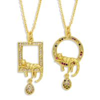 Cubic Zircon Micro Pave Brass Necklace, with 1.97 extender chain, gold color plated, fashion jewelry & different styles for choice & micro pave cubic zirconia, golden, nickel, lead & cadmium free, 45x50mm, Length:19.7 Inch, Sold By PC