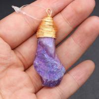 Quartz Gemstone Pendants, irregular, plated, DIY, more colors for choice, 15x50-20x55mm, Sold By PC