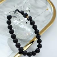Black Agate Bracelets polished Unisex & frosted black Sold Per 18 cm Strand