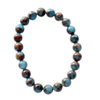 Cloisonne-Stein Armband, rund, poliert, DIY & unisex & verschiedene Größen vorhanden, hellblau, verkauft per 18 cm Strang