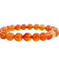 Red Agate Bracelets, Round, polished, DIY & different size for choice & for woman, red, Sold Per 18 cm Strand