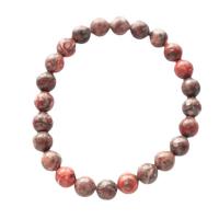 Leopard Skin Stone Beads Round polished DIY & Unisex red Sold Per 18 cm Strand