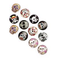 Glass Cabochons Round time gem jewelry & Unisex & with skull pattern mixed colors Sold By Bag