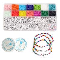 Acrylic Jewelry Beads, Unisex & with letter pattern, mixed colors, 225x132x21mm, Sold By Box