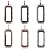 Floating Charms Pendant, Tibetan Style, with Magnet & Glass & Rhinestone, Rectangle, plated, Unisex, more colors for choice, nickel, lead & cadmium free, 41x24x8mm, Sold By PC