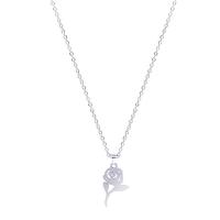 Stainless Steel Jewelry Necklace, Rose, silver color plated, Unisex, 25x14x1mm, Length:Approx 17.72 Inch, Sold By PC
