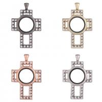 Floating Charms Pendant, Tibetan Style, with Magnet & Glass & Rhinestone, Cross, plated, Unisex, more colors for choice, nickel, lead & cadmium free, 56x37x8mm, Sold By PC