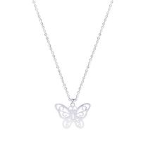 Stainless Steel Jewelry Necklace, Butterfly, silver color plated, Unisex, 25x34x1mm, Length:Approx 17.72 Inch, Sold By PC