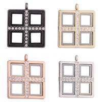Floating Charms Pendant Zinc Alloy with Magnet & Glass & Rhinestone Square plated Unisex nickel lead & cadmium free Sold By PC