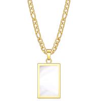 Titanium Steel Necklace gold color plated fashion jewelry & enamel Length 17.72 Inch Sold By PC