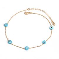 Evil Eye Jewelry Bracelet Brass with Lampwork with 1.97 extender chain gold color plated fashion jewelry & enamel nickel lead & cadmium free Length 9.06 Inch Sold By PC
