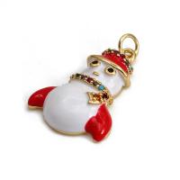 Zinc Alloy Christmas Pendants Brass gold color plated enamel & with rhinestone nickel lead & cadmium free Sold By Bag