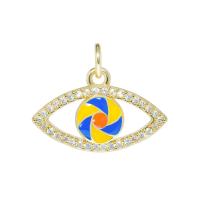 Cubic Zirconia Micro Pave Brass Pendant, Eye, plated, micro pave cubic zirconia & enamel, more colors for choice, nickel, lead & cadmium free, 11.90x11.20mm, Sold By PC