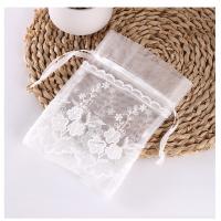 Gauze Drawstring Bag transparent white nickel lead & cadmium free Sold By PC