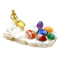 Gemstone Craft Decoration with Zinc Alloy gold color plated 7 pieces mixed colors 4-8cm Sold By Set