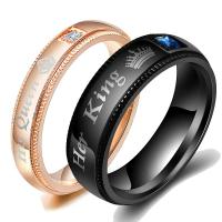 Couple Finger Rings Titanium Steel plated & with letter pattern & for couple & with rhinestone US Ring Sold By PC