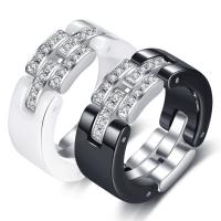 Porcelain Finger Ring Unisex & micro pave cubic zirconia 8mm US Ring Sold By PC