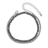 Hematite Bracelet, platinum color plated, 2 pieces & Unisex, Length:Approx 7.3-7.6 Inch, Sold By PC