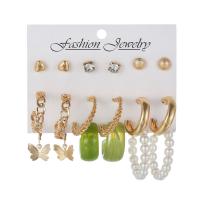 Zinc Alloy Drop Earrings with Plastic plated & for woman nickel lead & cadmium free 8mm 38mm Sold By Set