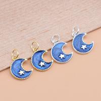 925 Sterling Silver Pendant, Moon, plated, DIY & epoxy gel, more colors for choice, 13.50x11.40x1.70mm, Hole:Approx 2.8mm, Sold By PC