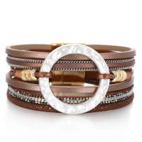 PU Leather Cord Bracelets with Zinc Alloy multilayer & for woman Length Approx 7.55 Inch Sold By Lot
