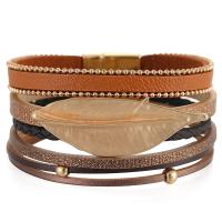 PU Leather Cord Bracelets with Zinc Alloy gold color plated multilayer & for woman 20mm Length Approx 7.56 Inch Sold By Lot