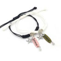 Fashion Create Wax Cord Bracelets Zinc Alloy with Wax Cord injection moulding 2 pieces & Adjustable & Unisex Sold By Set