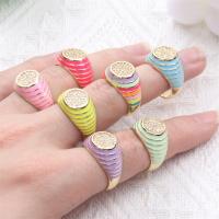 Messing Open -Finger-Ring, goldfarben plattiert, Micro pave Zirkonia & für Frau & Emaille, keine, frei von Nickel, Blei & Kadmium, 11x12mm, verkauft von PC