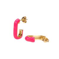 Boucles d'oreilles pendantes en laiton, Placage de couleur d'or, pour femme & émail, plus de couleurs à choisir, protéger l'environnement, sans nickel, plomb et cadmium, 4mm, Vendu par paire