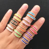 Mässing Öppen finger ring, guldfärg pläterade, micro bana cubic zirconia & för kvinna & emalj, fler färger för val, nickel, bly och kadmium gratis, 13mm, Säljs av PC