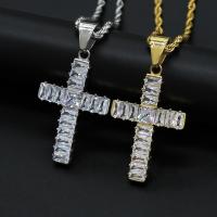 Cubic Zirconia Pendant 316L Stainless Steel Cross plated Unisex & micro pave cubic zirconia Sold By PC