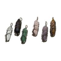 Brass Pendant, with Gemstone, more colors for choice, 58x24x18mm, Sold By PC