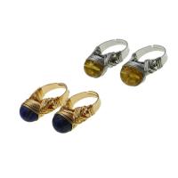 Brass Open Finger Ring, with Gemstone, Adjustable & Unisex, more colors for choice, 48x33x19mm, Sold By PC