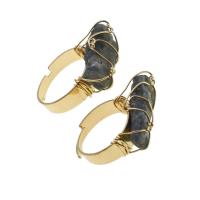 Gemstone Finger Ring, cobre, with misto de pedras semi-preciosas, Ajustável & unissex, Mais cores pare escolha, 45x34x8mm, vendido por PC
