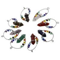 Gemstone Pendants Jewelry, Brass, with Gemstone, more colors for choice, 67x23x15mm, Sold By PC