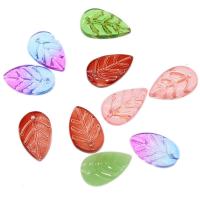 Glass Pendant, Leaf, DIY, more colors for choice, 17x11x3mm, 1000PCs/Bag, Sold By Bag