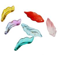 Glass Pendant, Leaf, DIY, more colors for choice, 33x12x7mm, 1000PCs/Bag, Sold By Bag