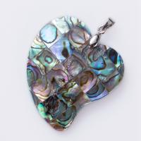 Natural Abalone Shell Pendants with Zinc Alloy Heart mixed colors 10-30mm Sold By PC