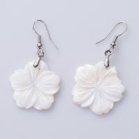 Shell Earrings, Tibetan Style, with White Shell, Flower, for woman, mixed colors, 25x25mm, Sold By Pair