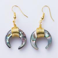 Shell Earrings Zinc Alloy with Abalone Shell Moon for woman Sold By Pair