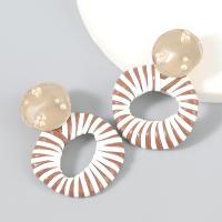 Zinc Alloy Drop Earring with ABS Plastic Pearl & PU Leather fashion jewelry & for woman Sold By Pair