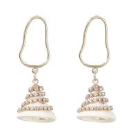 Shell Earrings, Tibetan Style, with acrylic rhinestone & Shell, fashion jewelry & for woman, 49x20mm, Sold By Pair