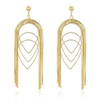 Boucles d'oreilles pendantes en laiton, Plaqué d'or, bijoux de mode & pour femme, doré, 70x25mm, Vendu par paire