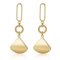 Boucles d'oreilles pendantes en laiton, Plaqué d'or, bijoux de mode & pour femme, doré, 55x20mm, Vendu par paire