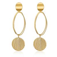 Boucles d'oreilles pendantes en laiton, Plaqué d'or, bijoux de mode & pour femme, doré, 75x20mm, Vendu par paire