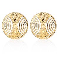 Brass Stud Earring, plated, fashion jewelry & for woman, golden, 40mm, Sold By Pair