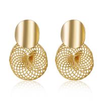 Boucles d'oreilles pendantes en laiton, Plaqué d'or, bijoux de mode & pour femme, doré, 45x30mm, Vendu par paire