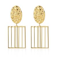 Boucles d'oreilles pendantes en laiton, Plaqué d'or, bijoux de mode & pour femme, doré, 62x26mm, Vendu par paire