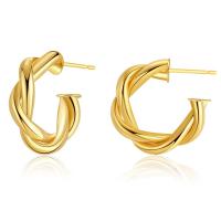 Латунь Стад Серьги, 18K золотым напылением, ювелирные изделия моды & Женский, Золотой, 24mm, продается Пара